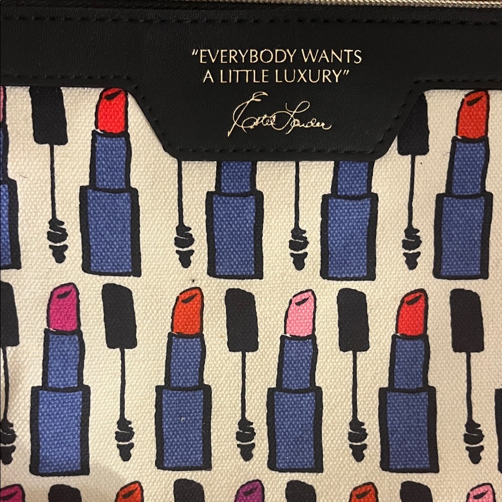 Lancome Silver Cosmetic Bag Este Lauder Lipstick Print Bbw Glitter Bag Trio Lot View 2